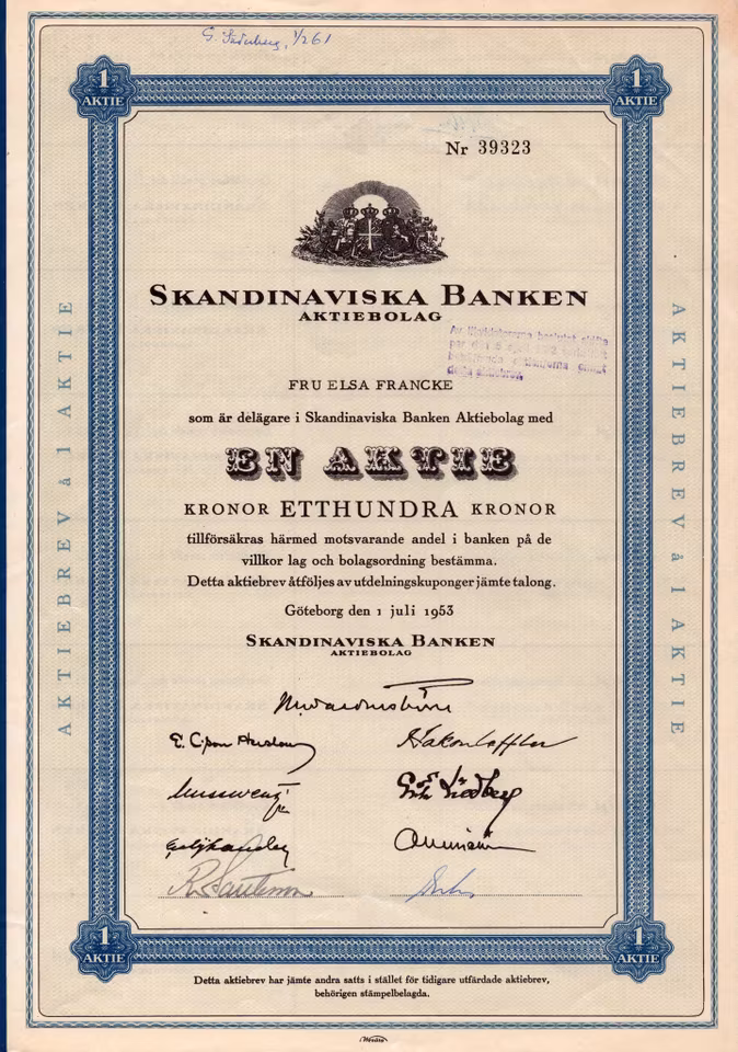 Skandinaviska Banken, 1953