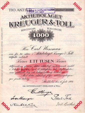 Kreuger & Toll, AB, 1921