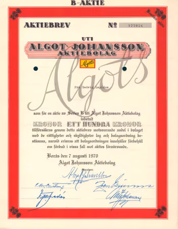 Algot Johansson AB, 1970