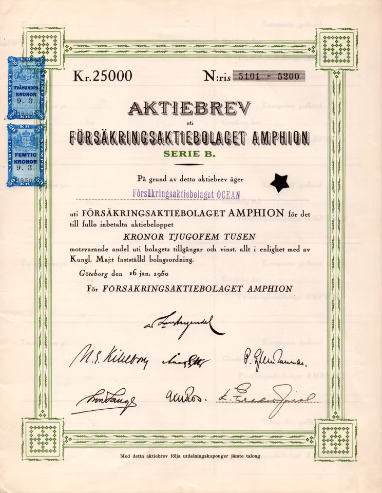 Försäkrings AB Amphion, 25.000 kr