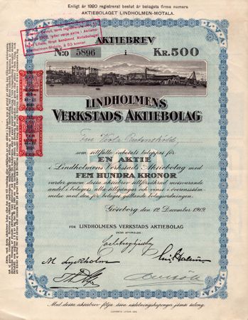 Lindholmens Verkstads AB, 500 kr, 1919