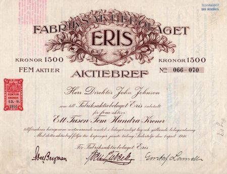Fabriks AB Eris, 1500 kr