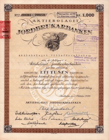 Jordbrukarbanken, AB, 1939