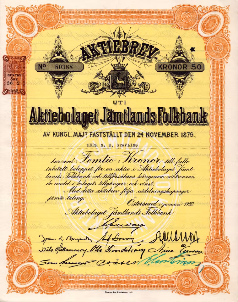 Jämtlands Folkbank, 1952