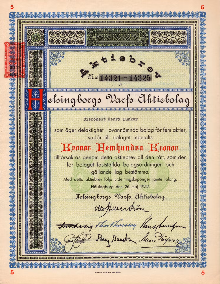 Helsingborgs Varfs AB, 1952