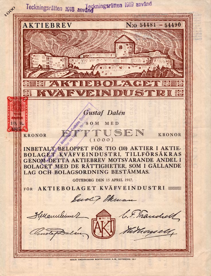 Kväfveindustri, AB, 1917