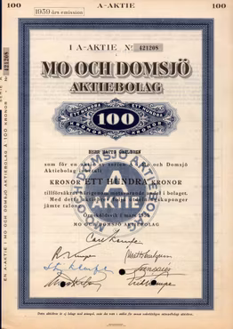Mo och Domsjö AB, 100 kr