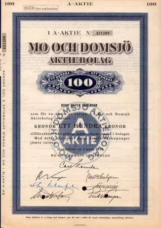 Mo och Domsjö AB, 100 kr