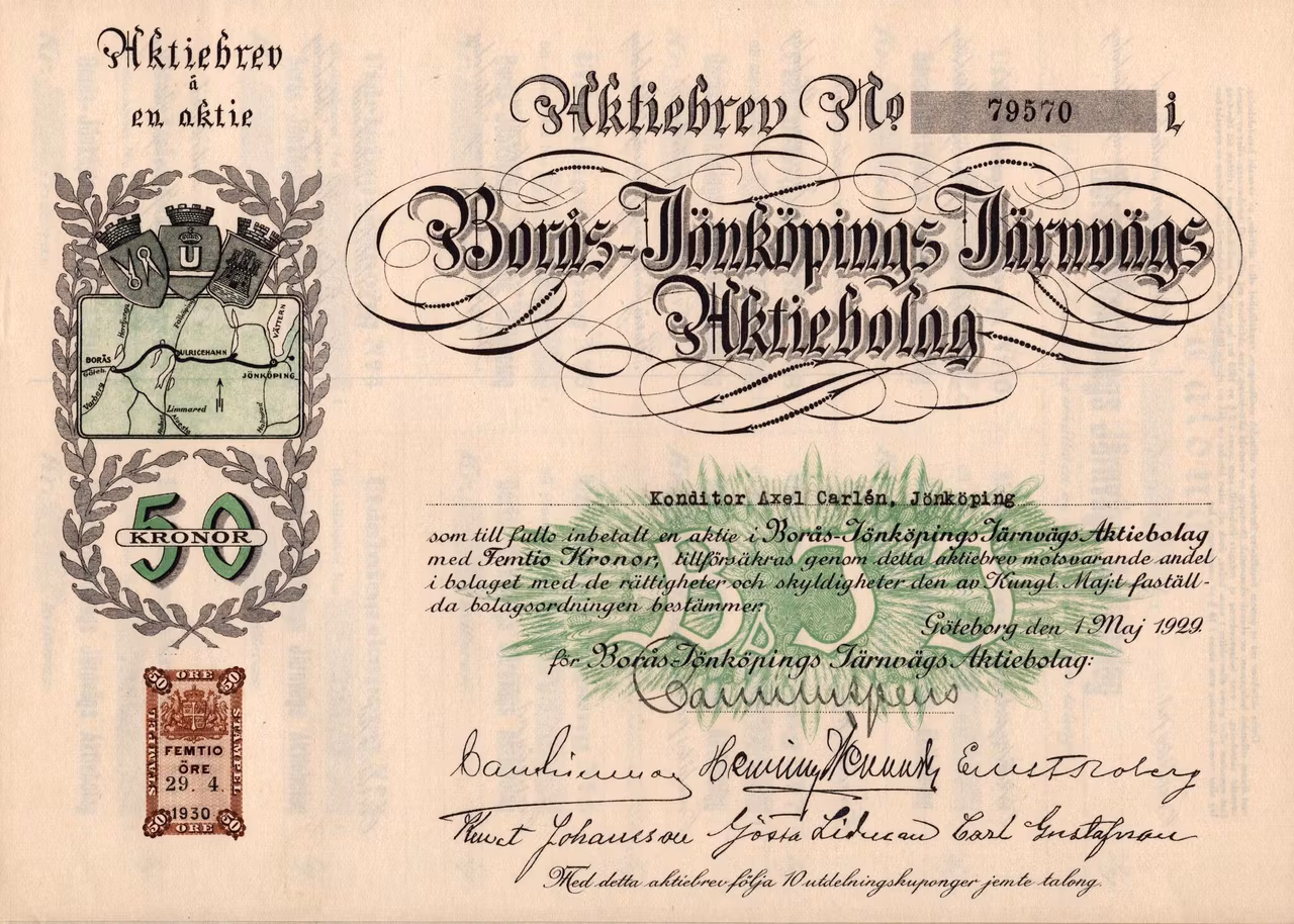Borås-Jönköpings Järnvägs AB, 50 kr