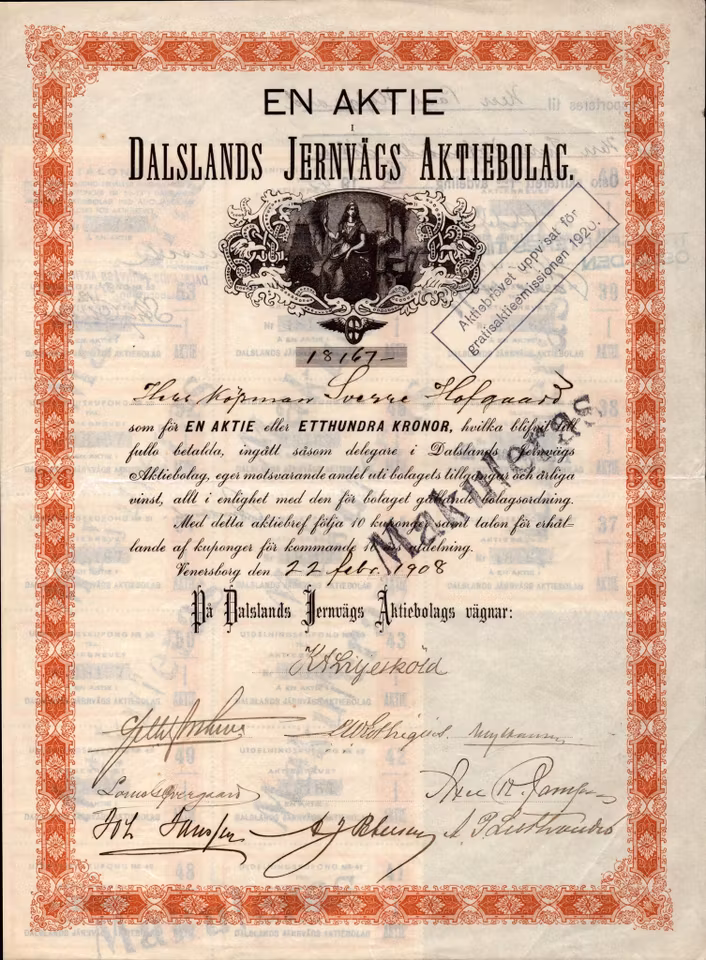 Dalslands Jernvägs AB, 1908