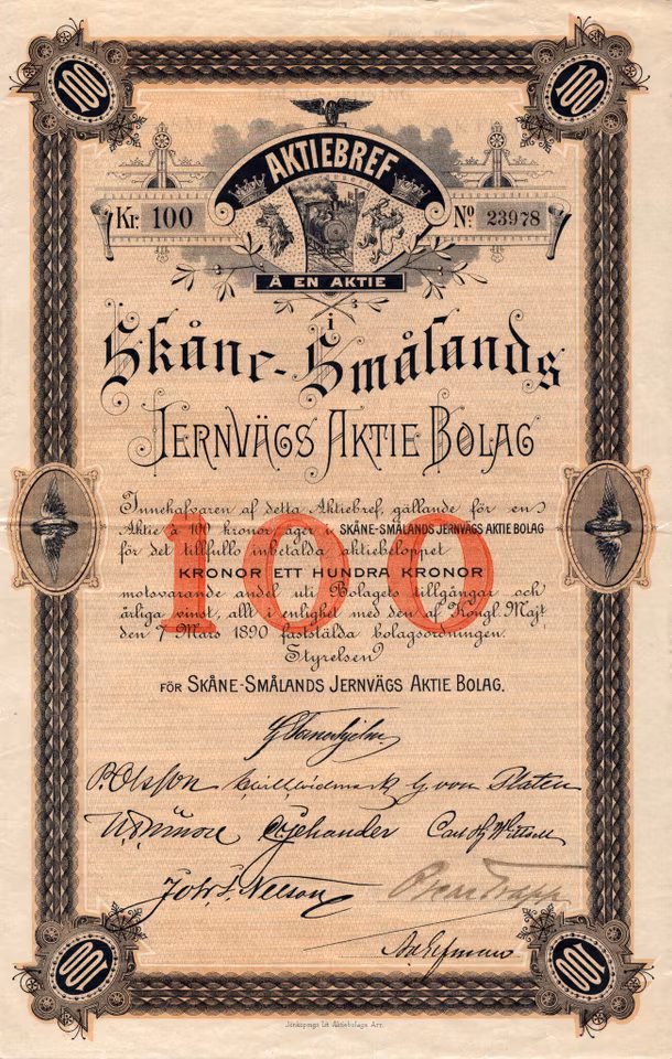 Skåne-Smålands Järnvägs AB, 1890