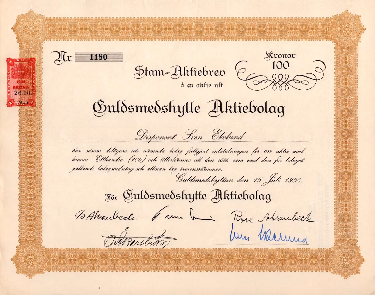 Guldsmedshytte AB, 1954, 100 kr