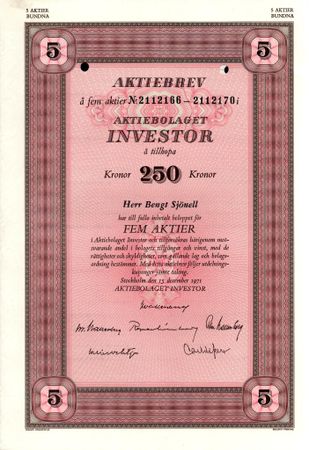 Investor, AB 250 kr