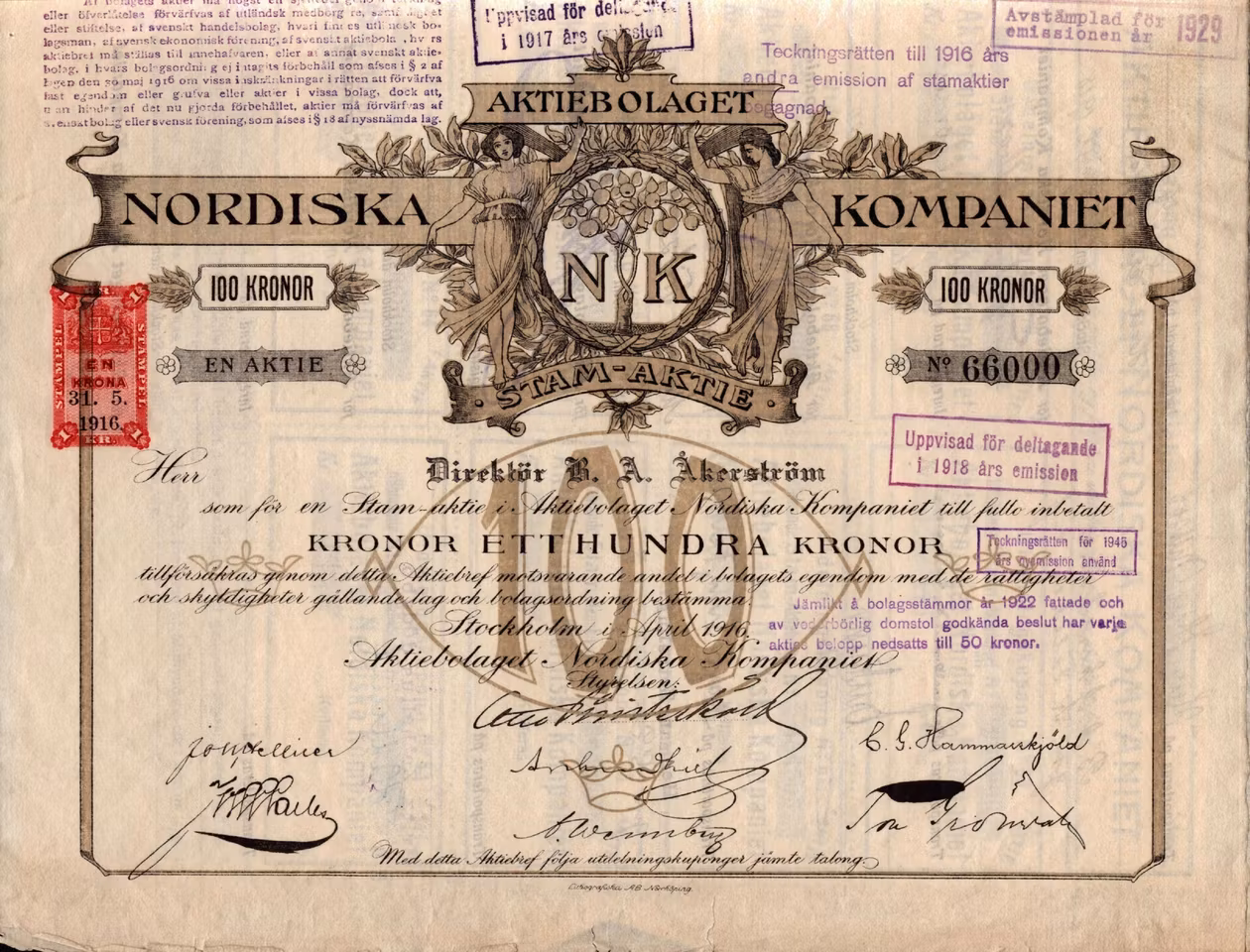 Nordiska Kompaniets AB, NK, 1916