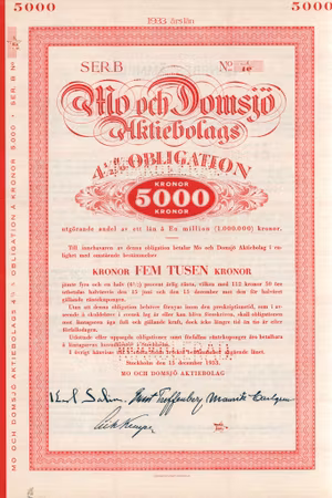 Mo och Domsjö AB, Obligation