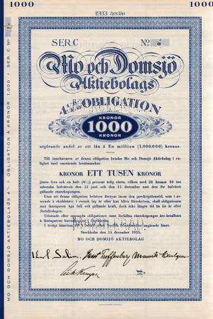 Mo och Domsjö AB, Obligation