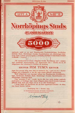 Norrköpings Stads Obligation