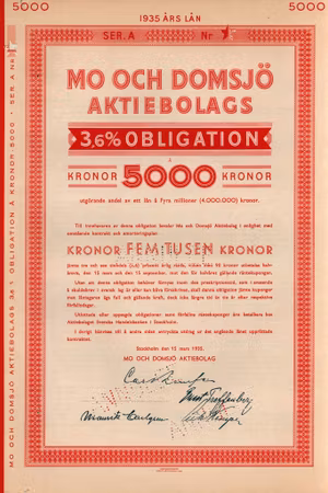 Mo och Domsjö AB, Obligtion