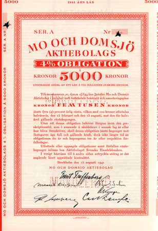 Mo och Domsjö AB, Obligtion