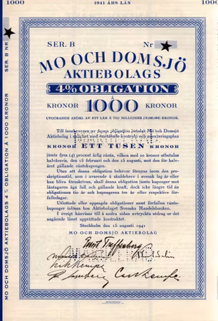 Mo och Domsjö AB, Obligtion