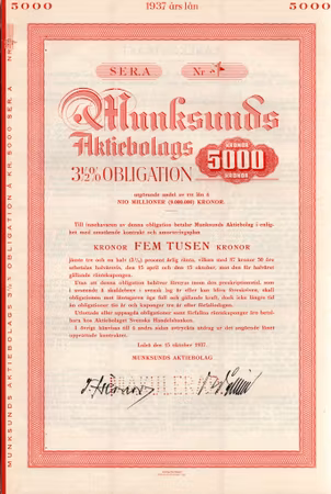 Munksunds AB, obligation