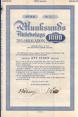 Munksunds AB, obligation
