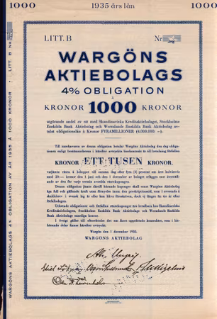 Wargöns AB, Obligation