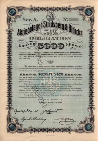 Stridsberg & Biörck, AB Obligation