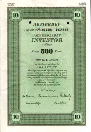 Investor, AB 500 kr