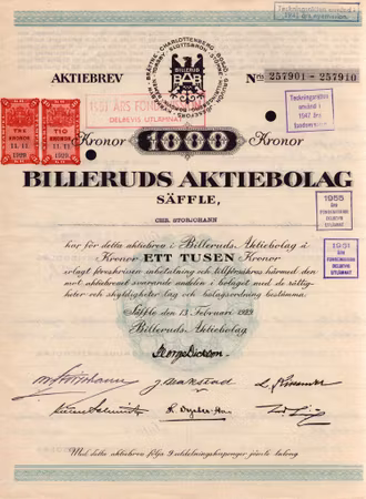 Billeruds AB, 1929