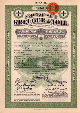 Kreuger & Toll, AB, 1929