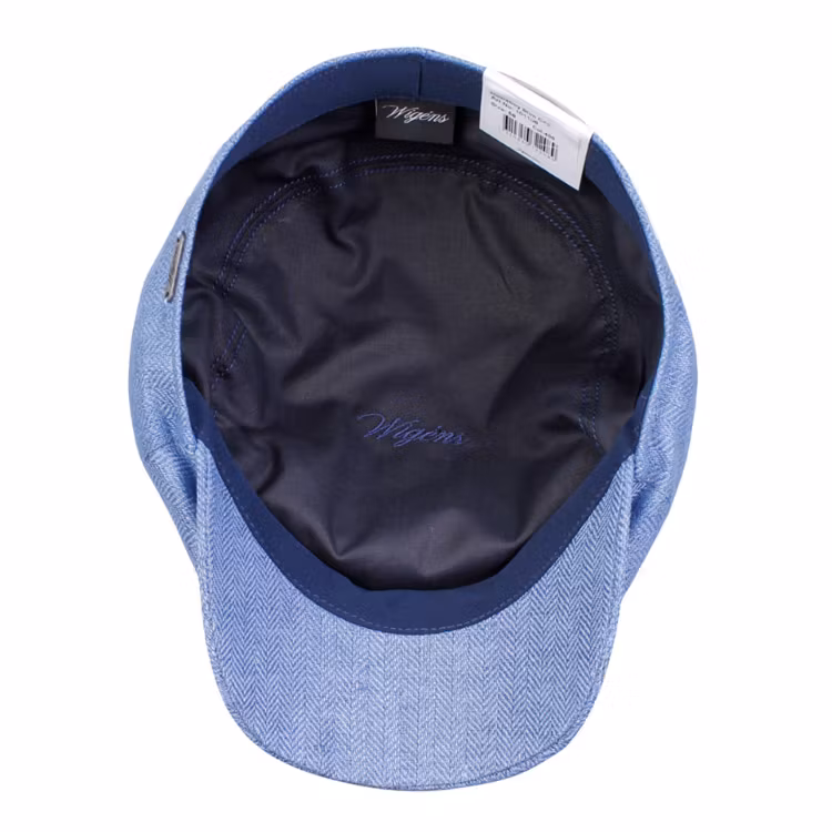 Wigens Newsboy Slim Cap Linen Herringbone Blue