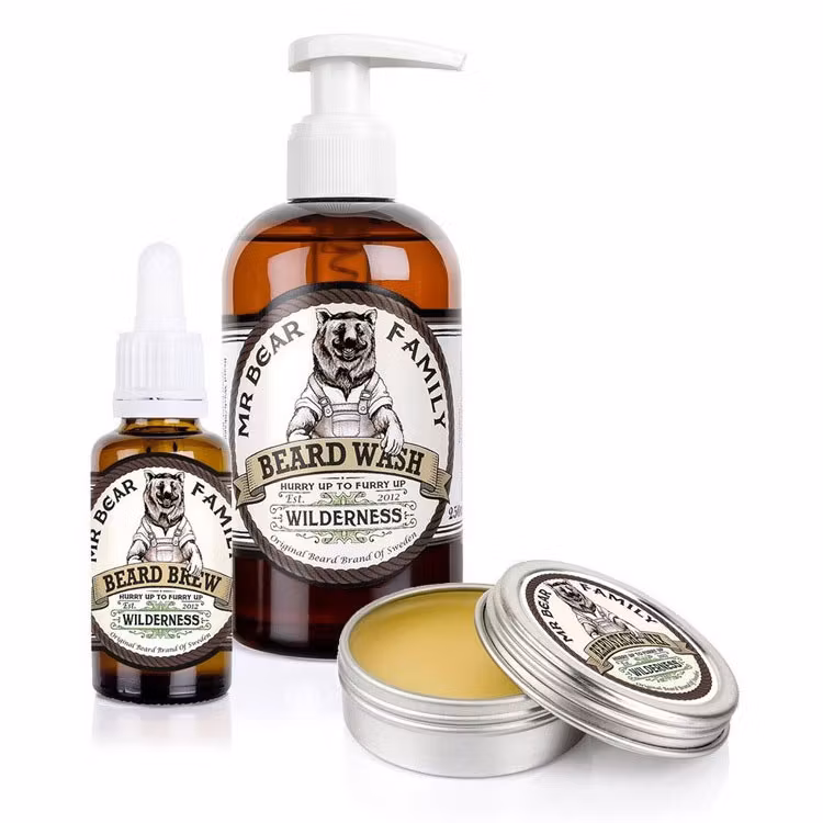 Ultimate Beard Kit, en trio med naturliga skäggprodukter som både rengör, återfuktar och stylar skägget.