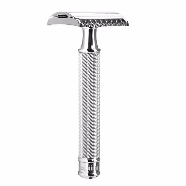 Mühle Traditional Säkerhetshyvel R41, omtyckt säkerhetshyvel med öppen kam för en mer aggressiv rakning.