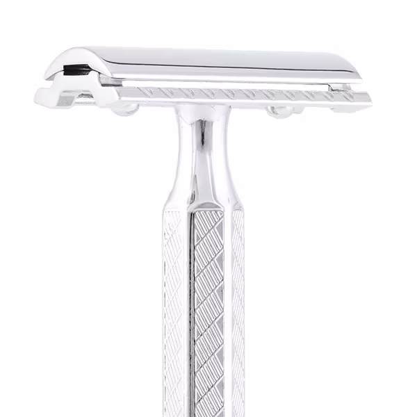 Merkur Säkerhetshyvel 42C, klassisk säkerhetshyvel med kort handtag i retro design.