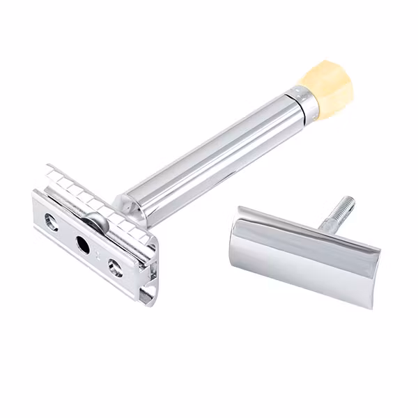 Merkur Säkerhetshyvel 510 Progress, justerbar säkerhetshyvel med långt handtag där du själv kan du välja hur nära rakning du vill ha.