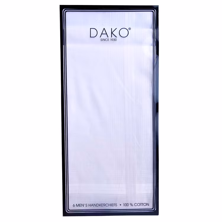 Dako Herrnäsduk 6 pack Vit, Klassiska vita herrnäsdukar i 6-pack att snyta sig i