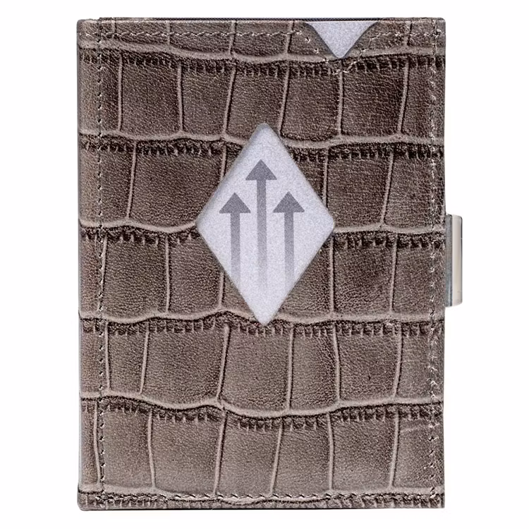 Exentri Wallet Caiman Grey, smart plånbok designad för kort, sedlar och kvitton.