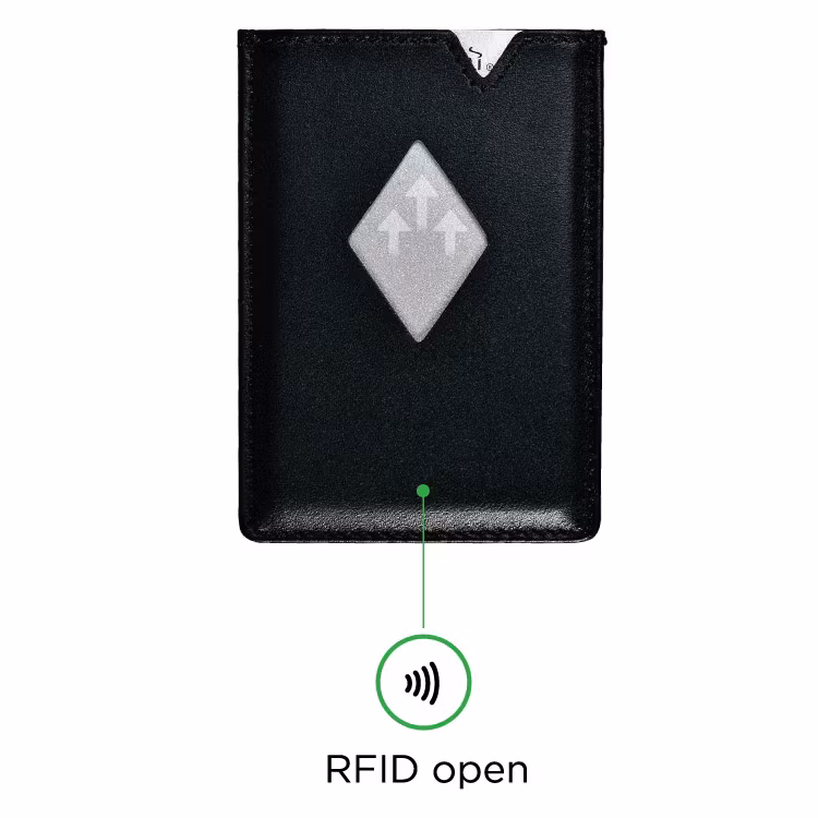 Exentri City Black, liten, praktisk och elegant korthållare designad för 3 kort.