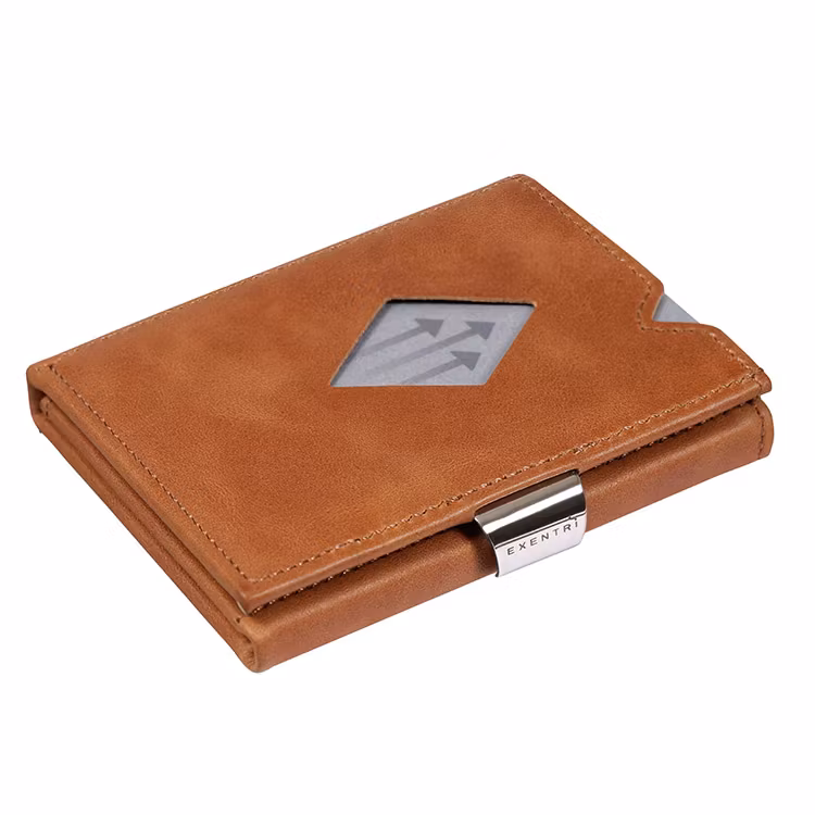 Exentri Multiwallet Sand, exklusiv och smart plånbok med myntfack och plats för kort, sedlar och kvitton.