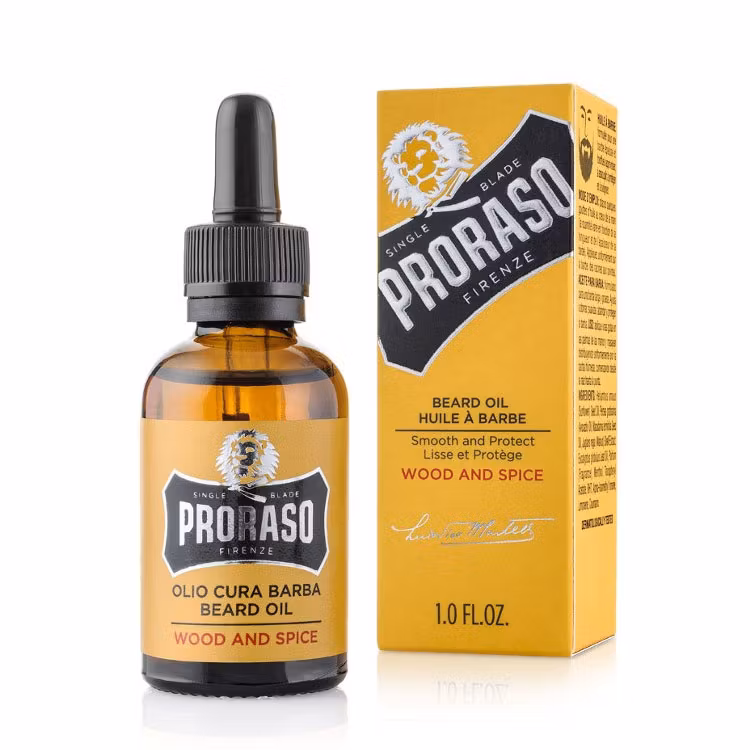 Proraso Beard Oil Wood & Spice, Skäggolja med fräsch doft av citrus och ceder. Mjukgör ger skägget en silkeslen känsla!