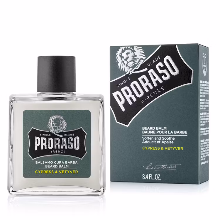 Proraso Beard Balm Cypress & Vetyver, skäggbalm som mjukgör skägget och lindrar klåda i skäggbotten.