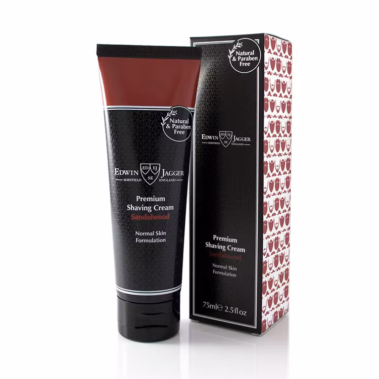 Edwin Jagger Sandalwood Shaving Cream 75 ml, Ekologisk rakkräm med doft av sandelträ