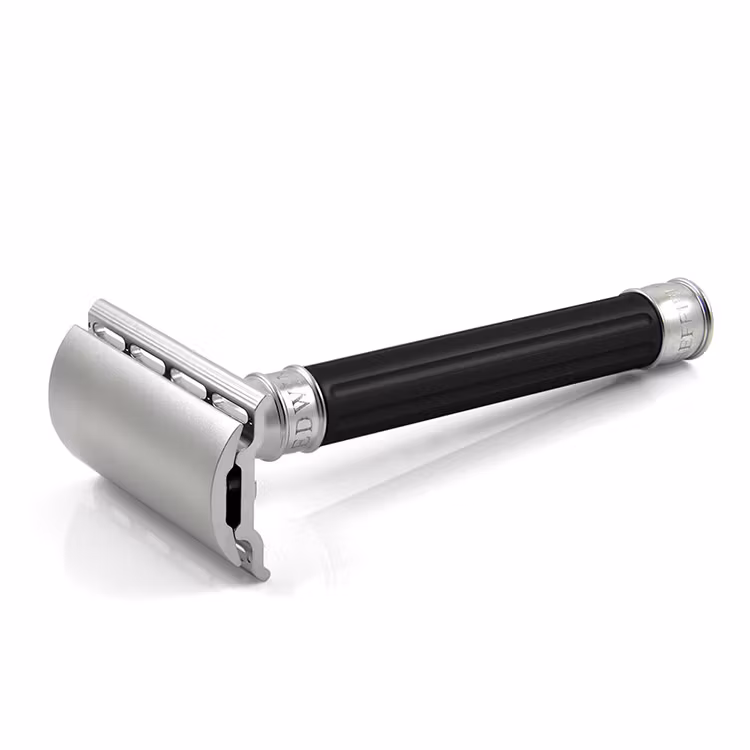 Edwin Jagger 3ONE6 Stainless Steel Black DE Razor, Premium hyvel i rostfritt stål som ger minimal bladkänsla.