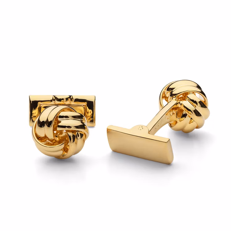 Skultuna Manschettknappar Black Tie Gold Knot, klassiskt formella manschettknappar i guldpläterad mässing.