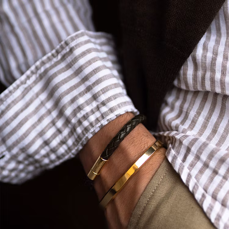 Skultuna Leather Bracelet Gold Black