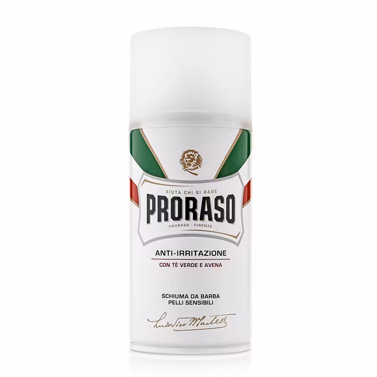 Proraso Shaving Foam Sensitive Green Tea, Prisvärt rakskum som passar bra för för känslig och lättirriterad hud.