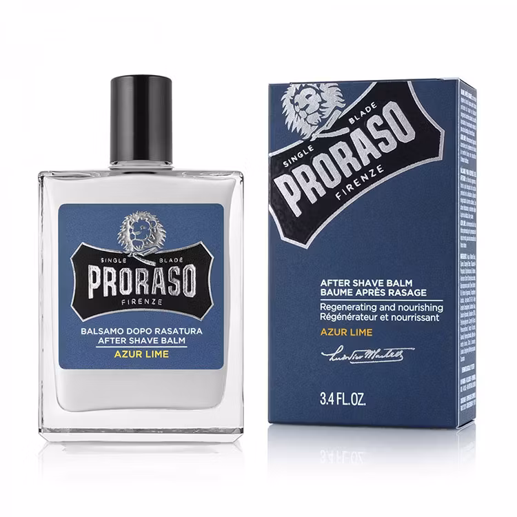 Proraso After Shave Balm Azur Lime, Alkoholfri rakbalm som ger en behagligt fräsch och återfuktad känsla efter rakningen.