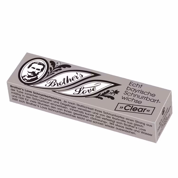Brothers Love Mustaschvax Clear, Ett hållbart mustaschvax som ger din mustasch en varaktig form.