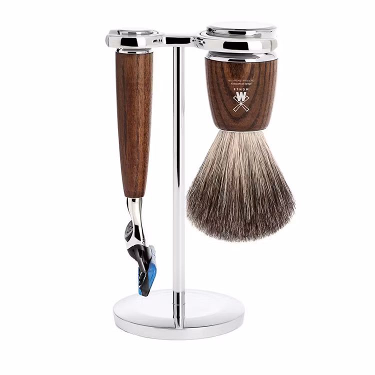 Mühle Rytmo Rakset 3-delar med Fusion hyvel och rakborste fylld med Pure badger grävlingshår